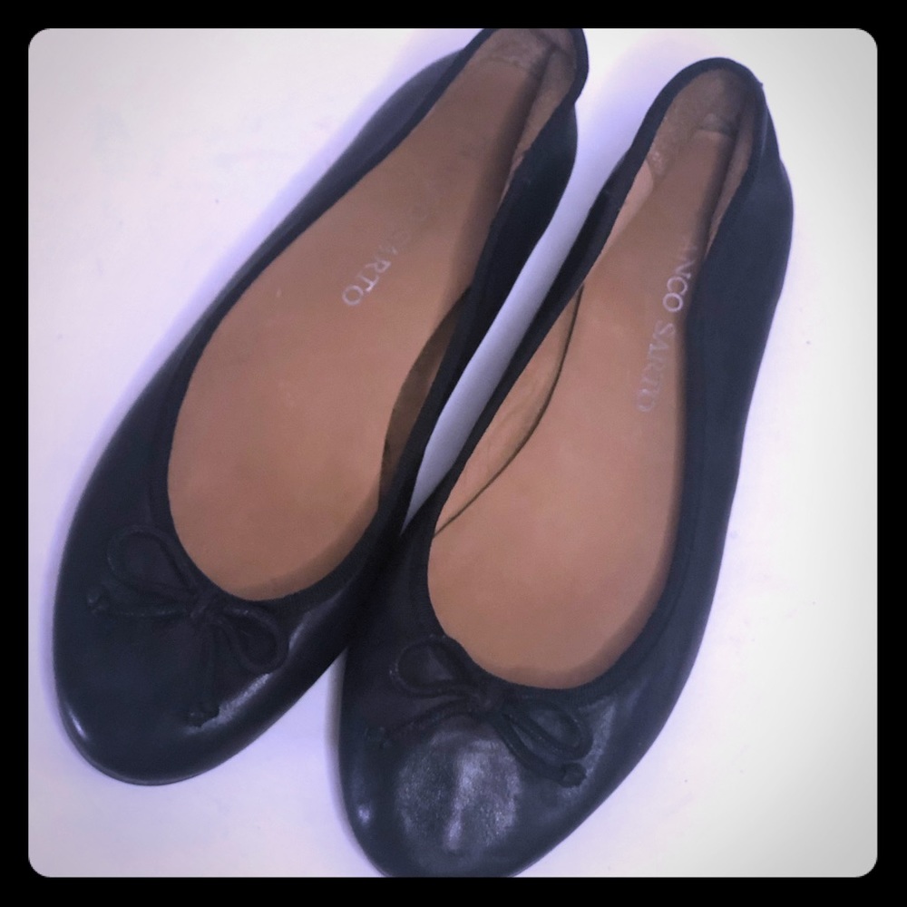 Franco Sarto ZAPP Black Leather Ballet Flats 6.5